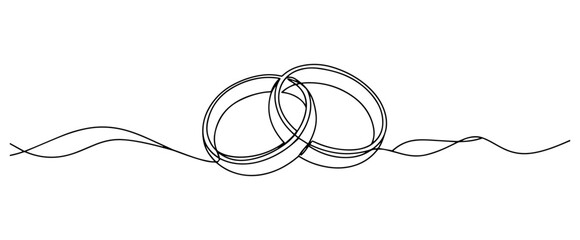 wedding rings overlapping drawn in symbolic minimalist one line art