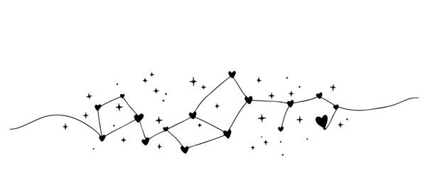 constellation made of hearts drawn in dreamy romantic minimalist line art © Wieslaw