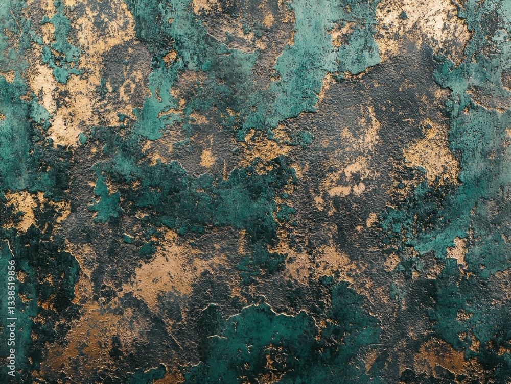 Poster captivating textured background featuring a blend of teal and gold hues creating a luxurious and art