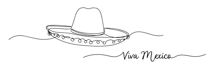 viva mexico hand lettering with traditional sombrero in minimalist style