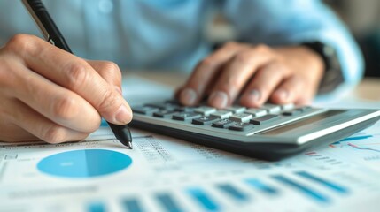 Fototapeta premium Couple discussing family budget and economic plans while reviewing financial documents