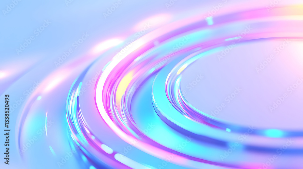 Poster three dimensional colorful round background, transparent gradient curved glass background 3d renderi