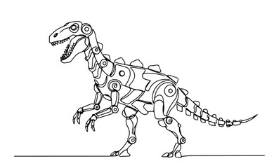 robotic dinosaur with mechanical limbs in futuristic line art design