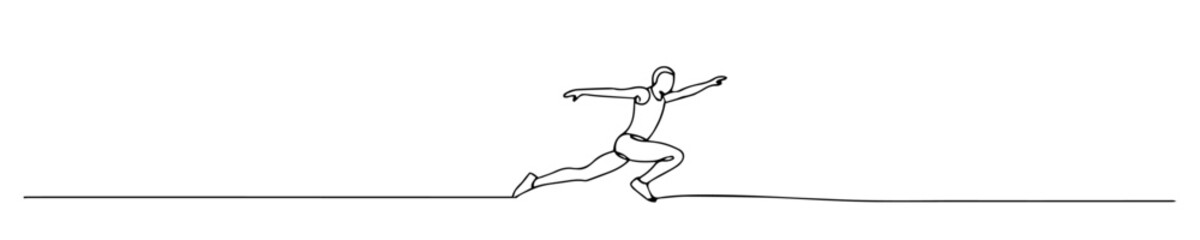 runner in action sprinting forward in clean continuous line illustration