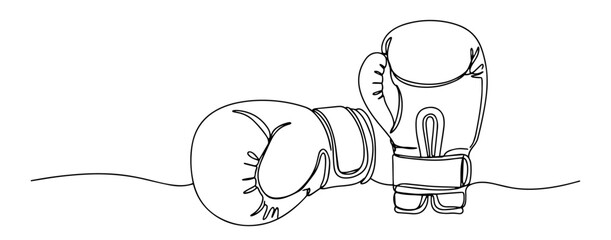 pair of boxing gloves hanging together drawn in minimalist line art