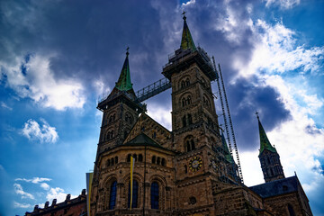 Fototapeta premium A wonderful day in the city of Bamberg in rainy weather.