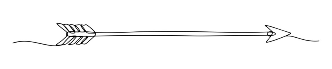 arrow in flight drawn with single continuous line minimalist style