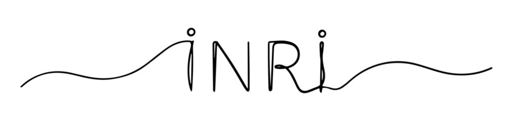 inri inscription with decorative lines monoline hand-drawn sketch vector lineart