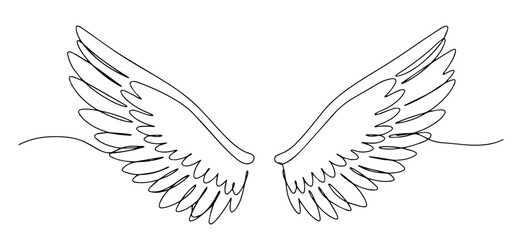 angel wings in one line art style