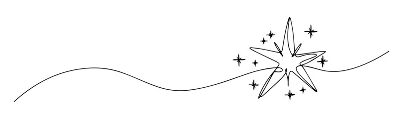bethlehem star shining in the sky in one line vector style