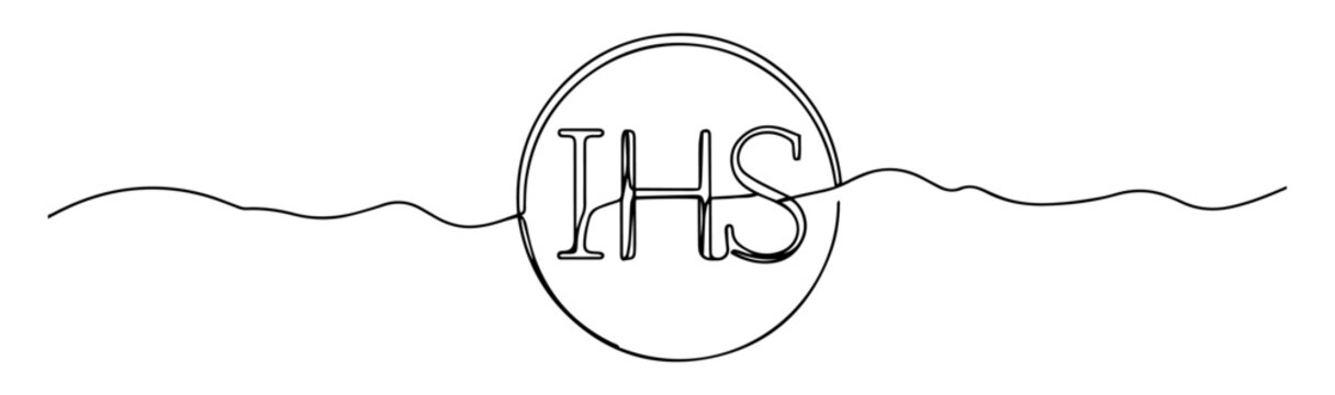 ihs christogram symbol in one line art style