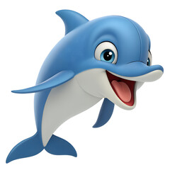 Obraz premium Happy cartoon dolphin jumping with a smile.