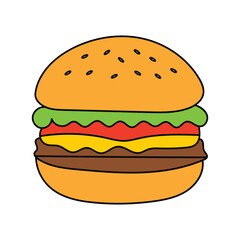 Hamburger vector illustration. Coloring book page