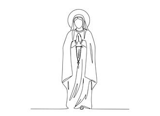 Our Lady Virgin Mary outline one line vector shape