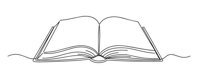 open bible outline one line vector shape