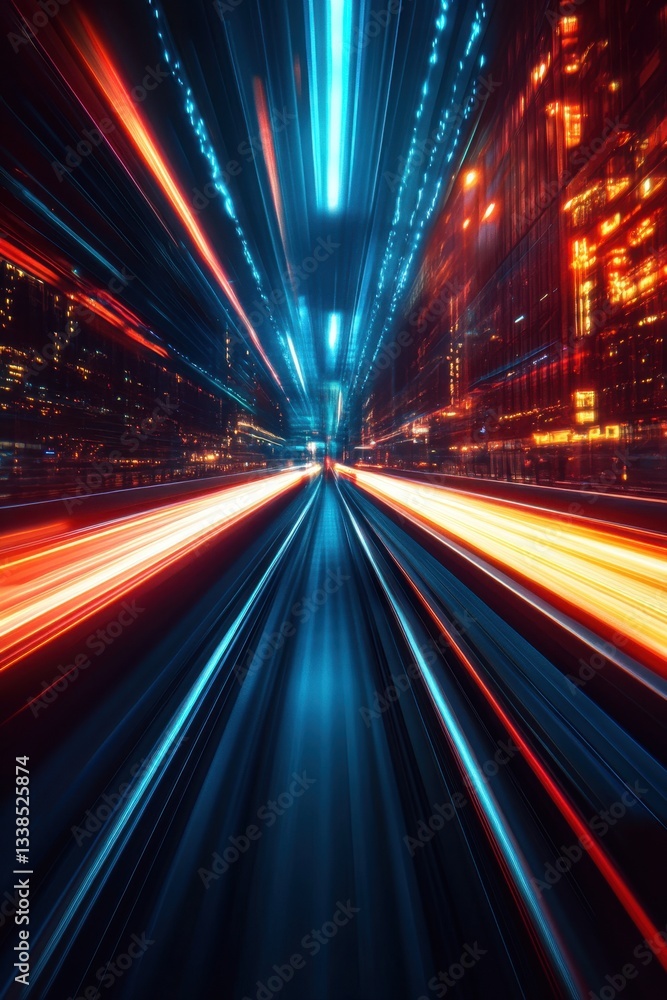 Aufkleber dynamic city lights blur in vibrant motion creating a futuristic urban landscape with intense speed 