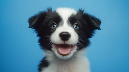 Fototapeta premium Funny studio portrait of cute smiling puppy dog