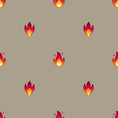 Seamless minimalistic pattern. Fire on a brown background. Used for fabric, packaging, wallpaper, printing on dishes.