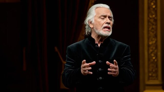 Senior Opera Singer Performing on Theater Stage