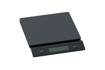 Kitchen scales isolated on white background. Modern electronic culinary weight. 3d render