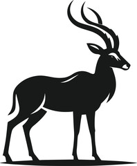 Silhouette of an antelope standing with head lowered