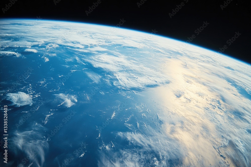Poster view of the earth from a space station window