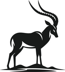 Antelope standing with head lowered silhouette vector