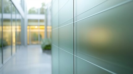 Frosted Glass Wall in Modern Building Interior