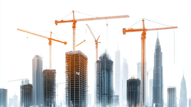 Bright Urban Future with Ongoing High-Rise Construction