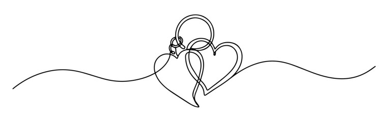 necklace with heart pendant monoline vector, one line jewelry illustration