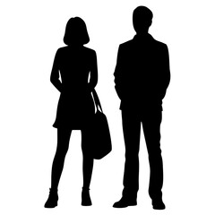 Silhouettes of people including a couple a man and a group walking together