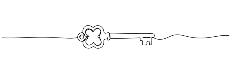 door key monoline vector, one line minimal illustration