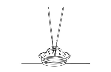 incense sticks monoline vector, one line spiritual illustration