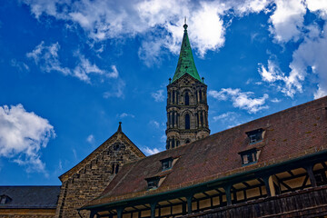 A wonderful day in the city of Bamberg in rainy weather.