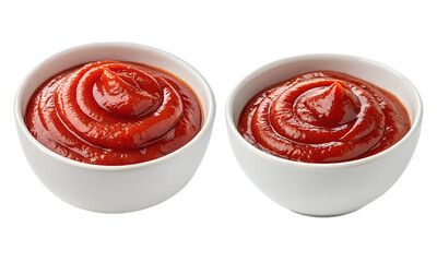 A bowl of tomato ketchup set, Tomato sauce in a bowl of isolated