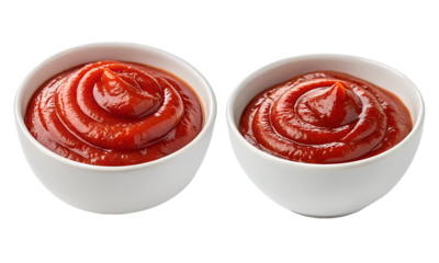 A bowl of tomato ketchup set, Tomato sauce in a bowl of isolated