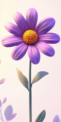 Obraz premium Vibrant Purple Flower with Textured Petals and Bright Yellow Center on Soft Background