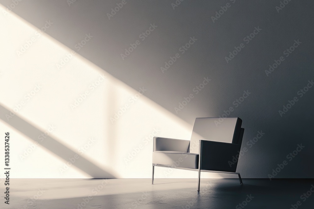 Poster a single chair sits in an empty room, with a simple background