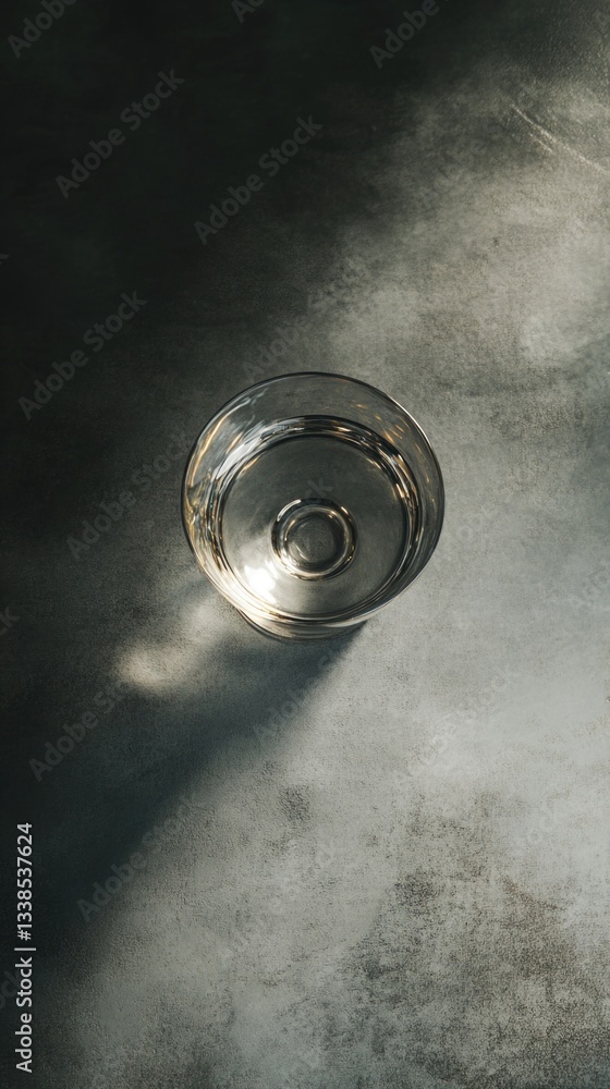 Poster a clear glass containing water sits on a table, awaiting use or refreshment