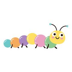 Vector image of a cute crawling caterpillar