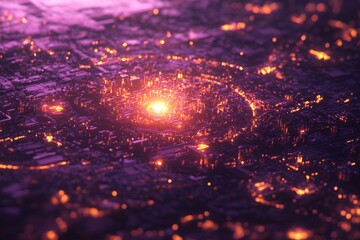 Fototapeta premium Vibrant city skyline illuminated at night showcasing urban landscape and glowing lights