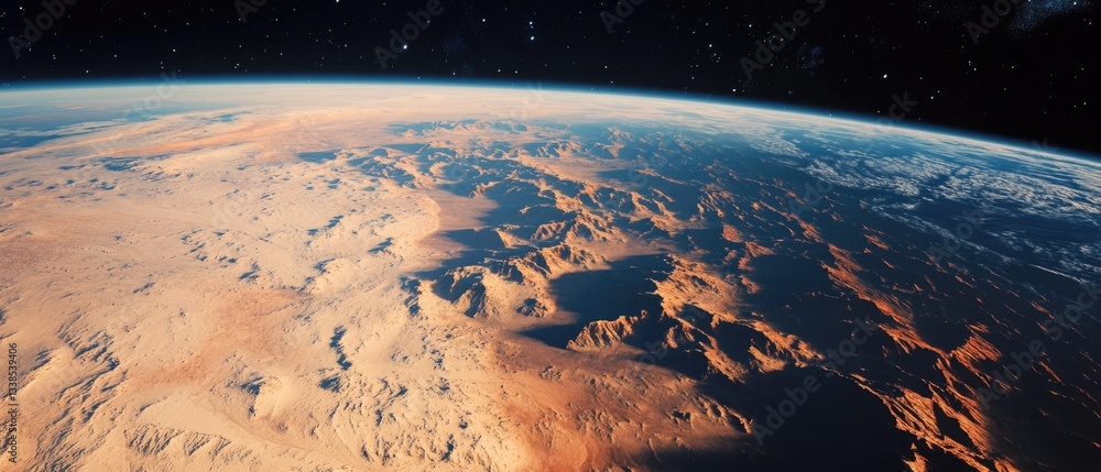 Poster Astronauts' perspective on our planet, perfect for illustrating global views and futuristic concepts