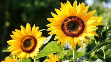 Fototapeta premium Radiant Sunflowers: Nature's Golden Beauties