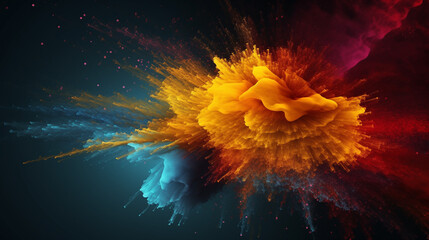 Explosión de pintura, color naranja y azul