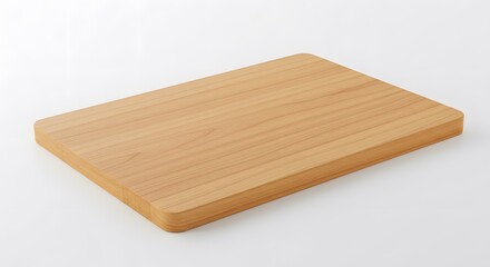 Natural Wooden Cutting Board on White Background - Stock Photography HD