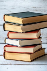 Fototapeta premium Stacked books, library or study room setting