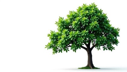Obraz premium Dark green tree branch isolated on white background, branching, minimalist