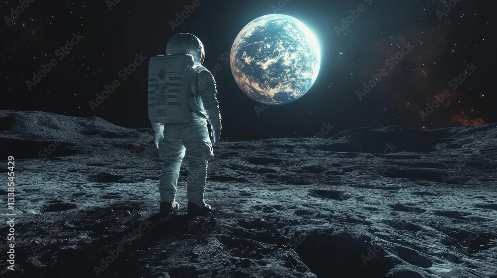 Aufkleber an astronaut is observing a distant planet in the deep space