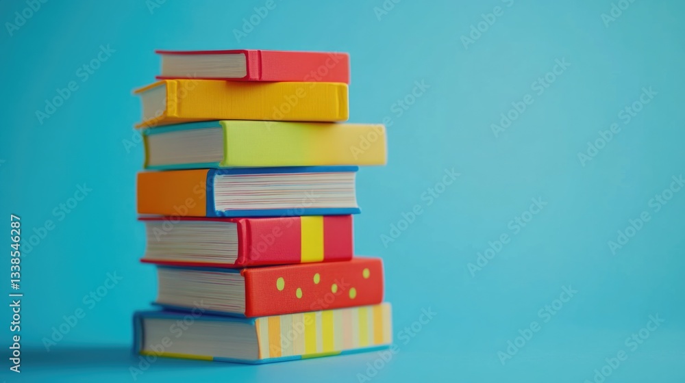 Aufkleber piled up books in a neat and organized way, suitable for use as an interior design concept or educat