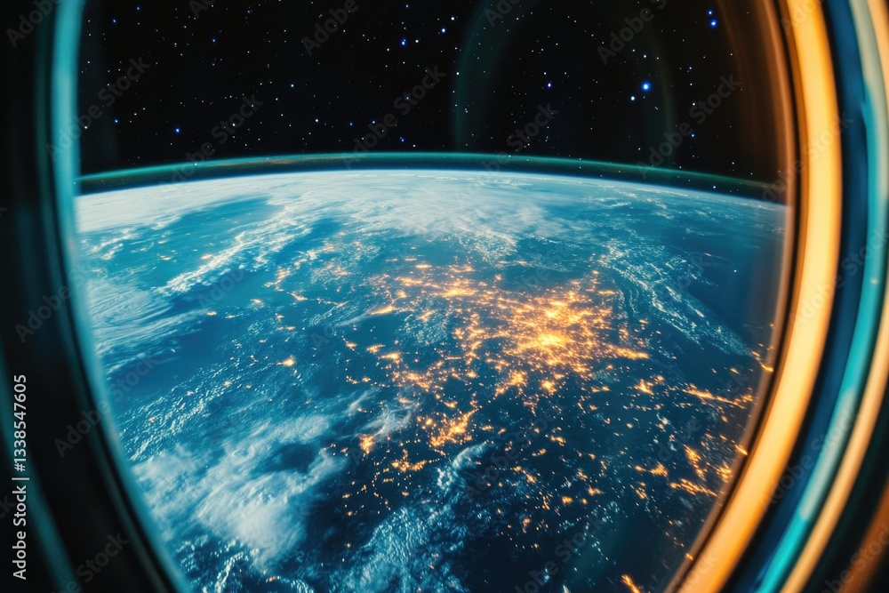Poster aerial view of the earth's surface from an airplane window